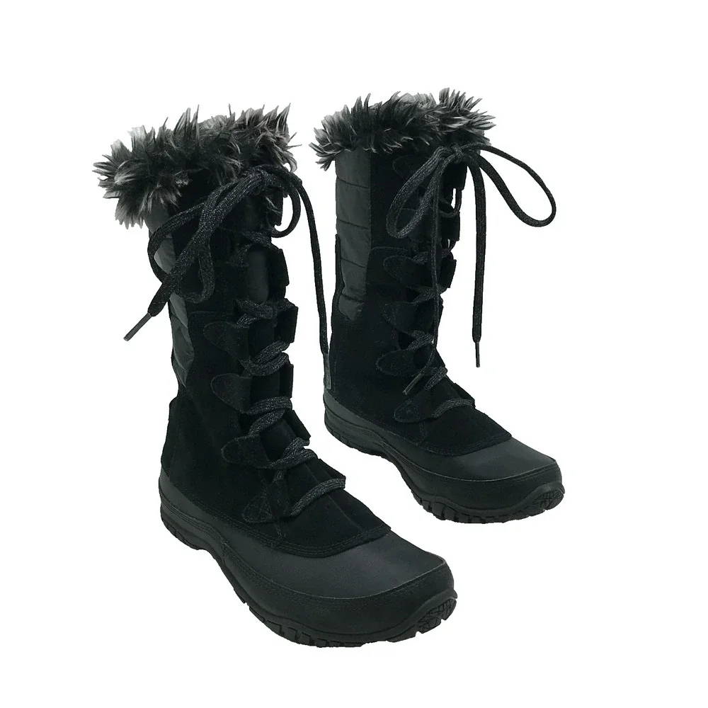 The North Face Women's 6.5 Nuptse Purna Winter Boots Black Lace Up 200 Gram Warm